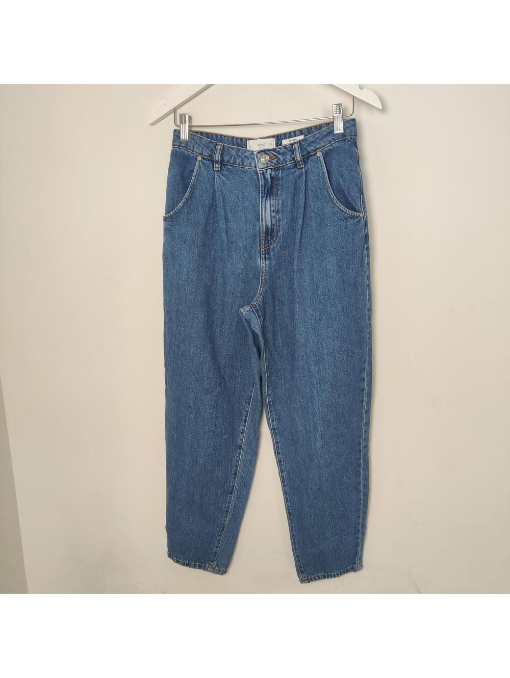 Mango MNG Regina High Waist Pleated Mom Jeans Size US 8 / EUR 38 Medium Wash